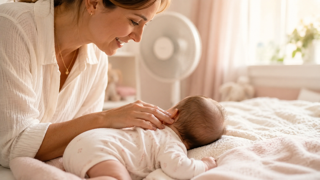 Parent gently checking baby’s neck.