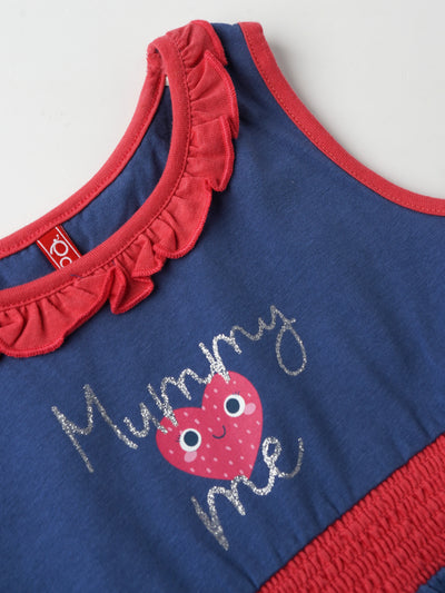 Trendy Chest Printed Sleeveless Dress for Girls