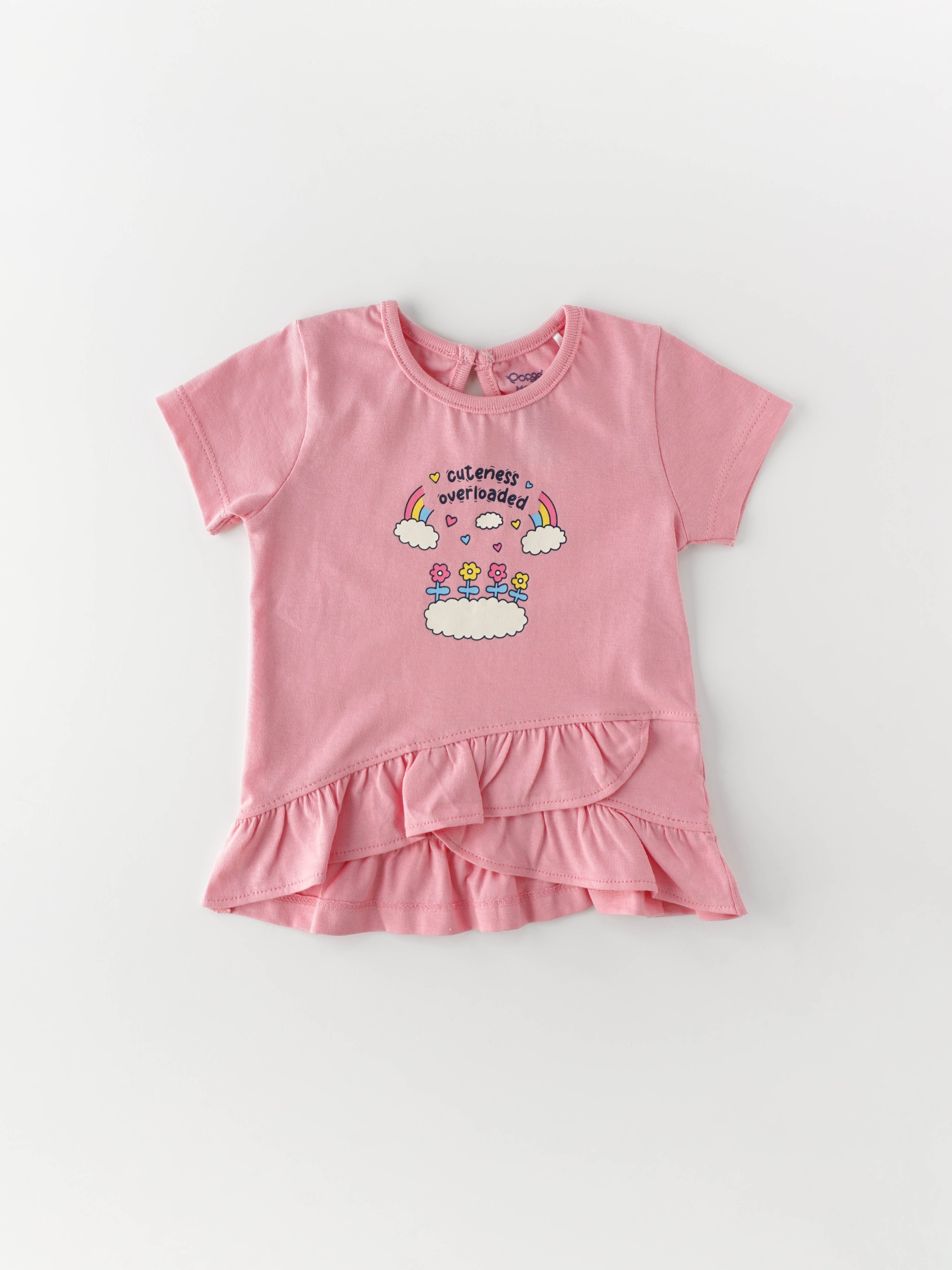 Popees Half Sleeve Chest Printed Top (3–36 Months) for Girls