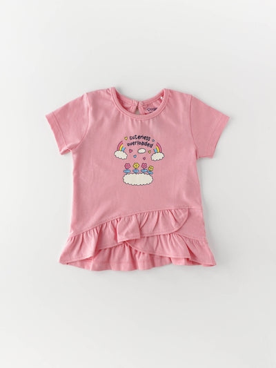 Popees Half Sleeve Chest Printed Top (3–36 Months) for Girls