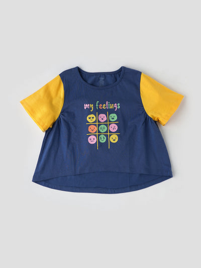 Popees Half Sleeve Front Printed (1–8 Years) Fashionable Cropped Top for Girls