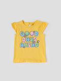 Popees Short Sleeve Back Half Open (1–8 Years) Printed Top for Baby Girls
