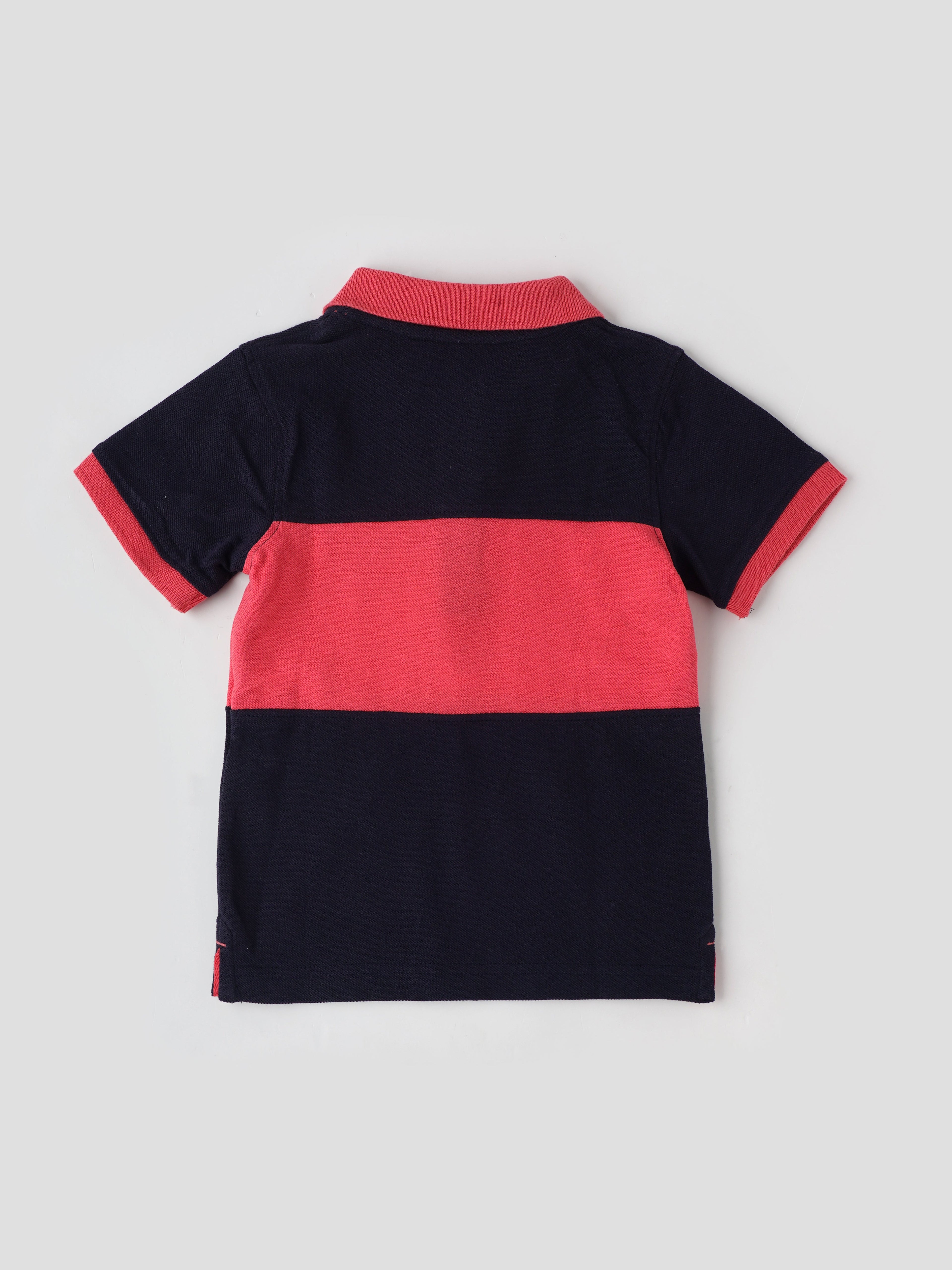 Popees Front Half Open Half Sleeve T Shirt with Printed Pocket (1-8 Years) for Boys