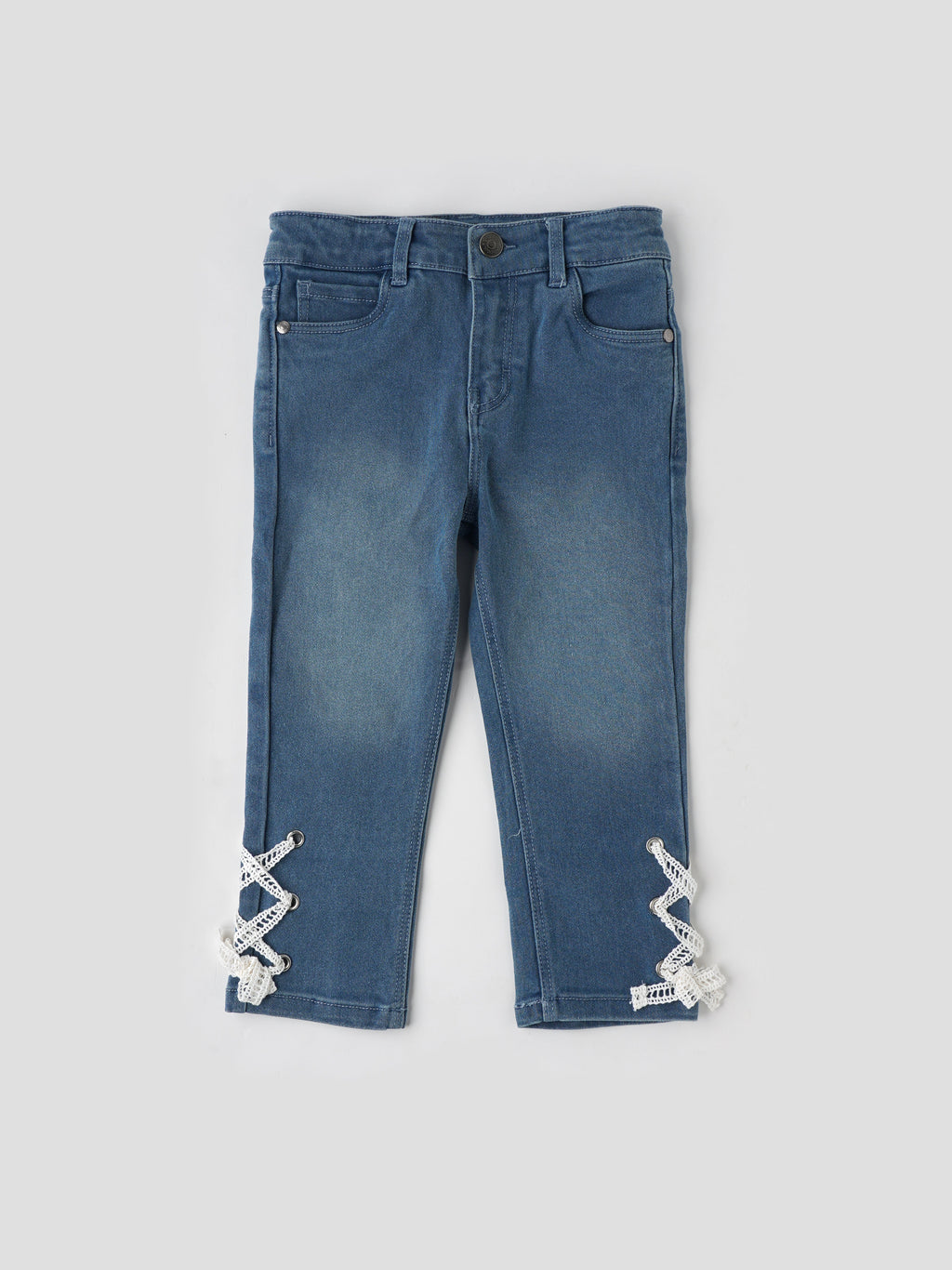 Popees Stylish Lace Detail Denim Jeans (1–8 Years) for Girls