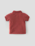 Popees Baby Girls Short Sleeve Cotton Polo T-Shirt| Rust Pink| 1-8 Years