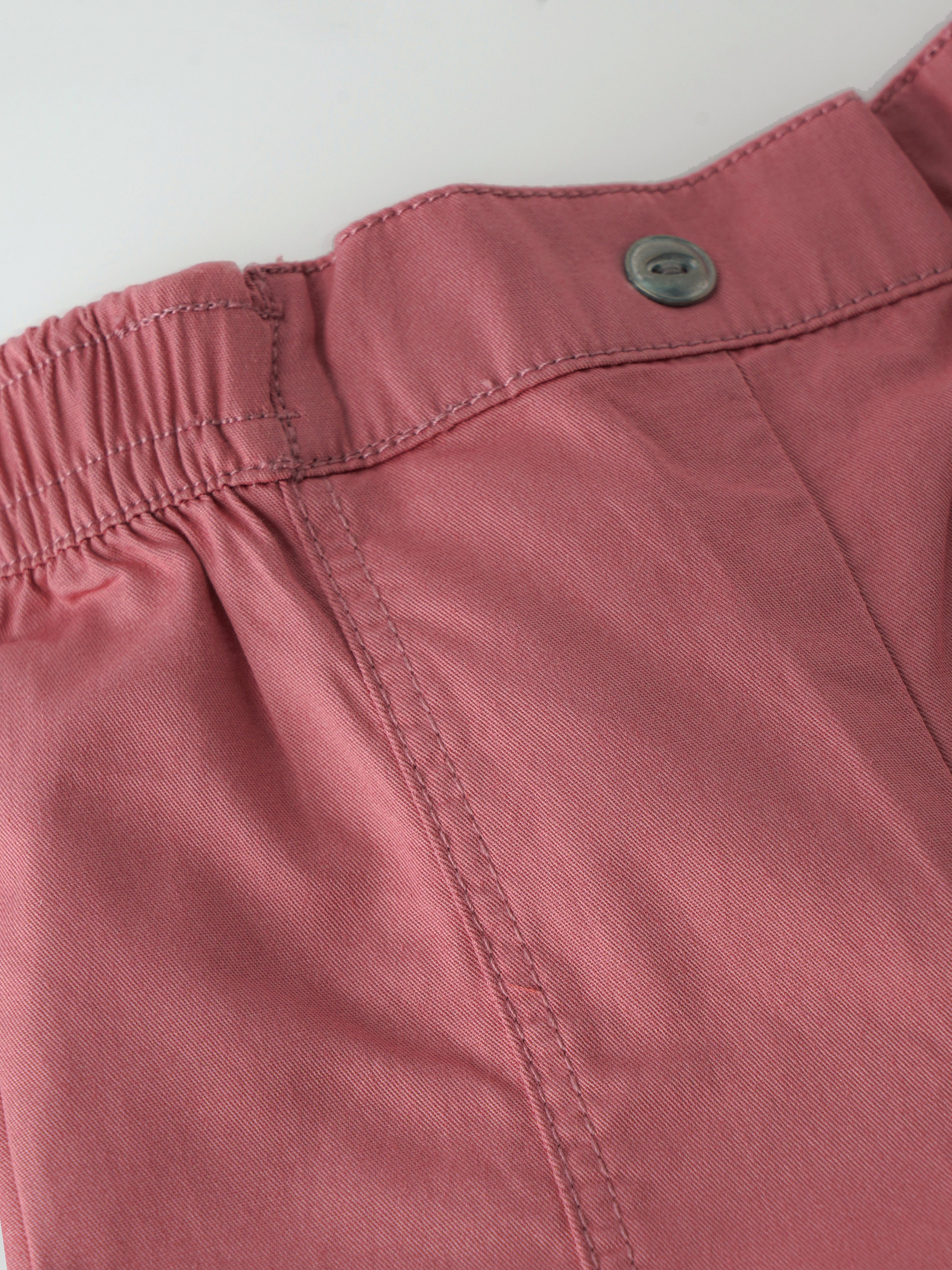 Popees Baby Girls Cotton 3/4 Shorts| Rust Pink| 1-8 Years