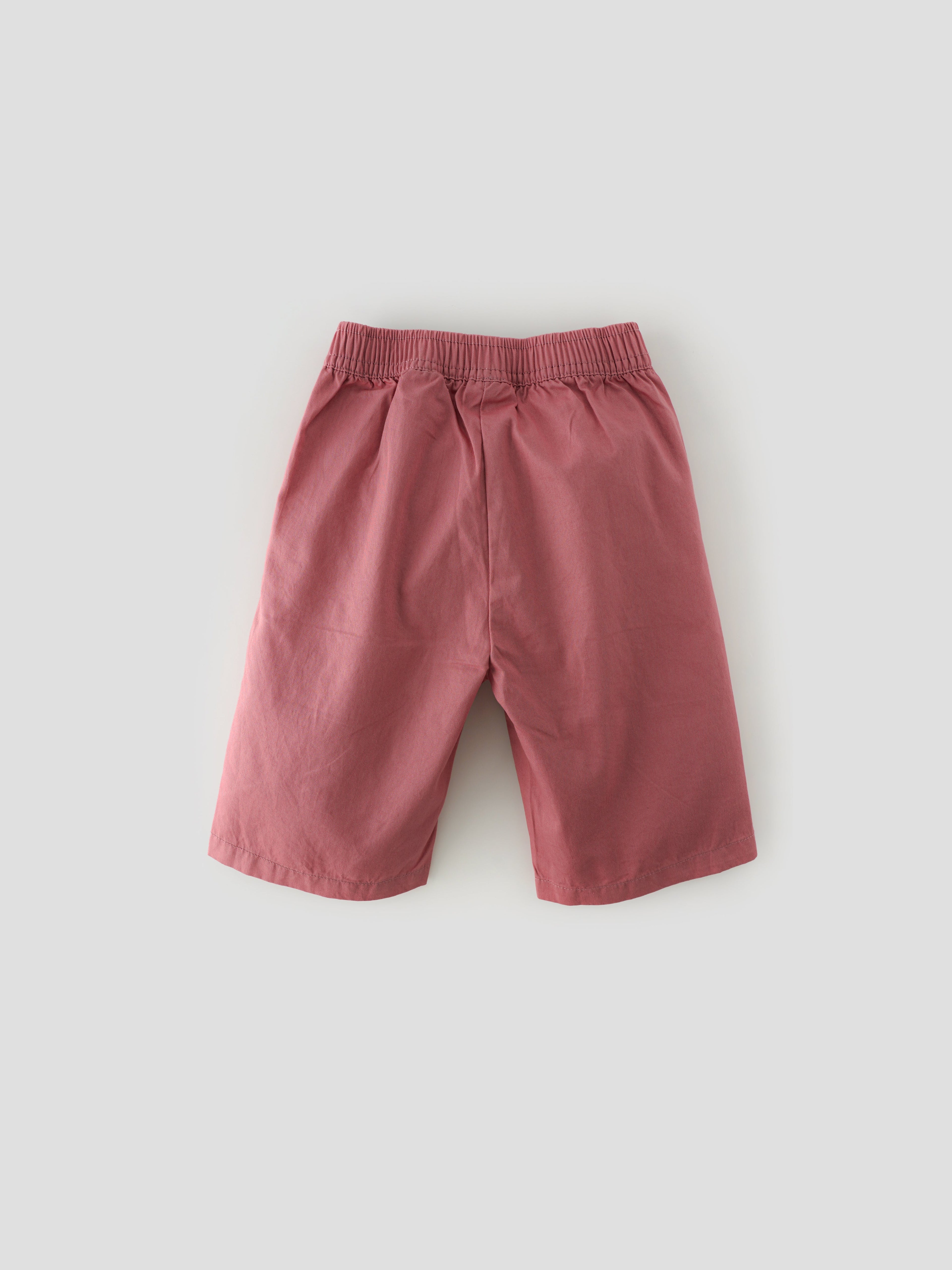 Popees Baby Girls Cotton 3/4 Shorts| Rust Pink| 1-8 Years