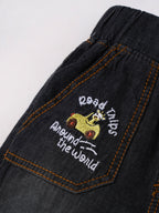 Popees Stylish Comfortable Everyday Wear with Embroidery Black Shorts(3-36 Months)for Baby Boys