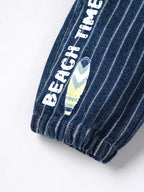 Popees Baby Boys Striped Denim Jogger Pants| 3 Months–36 Months