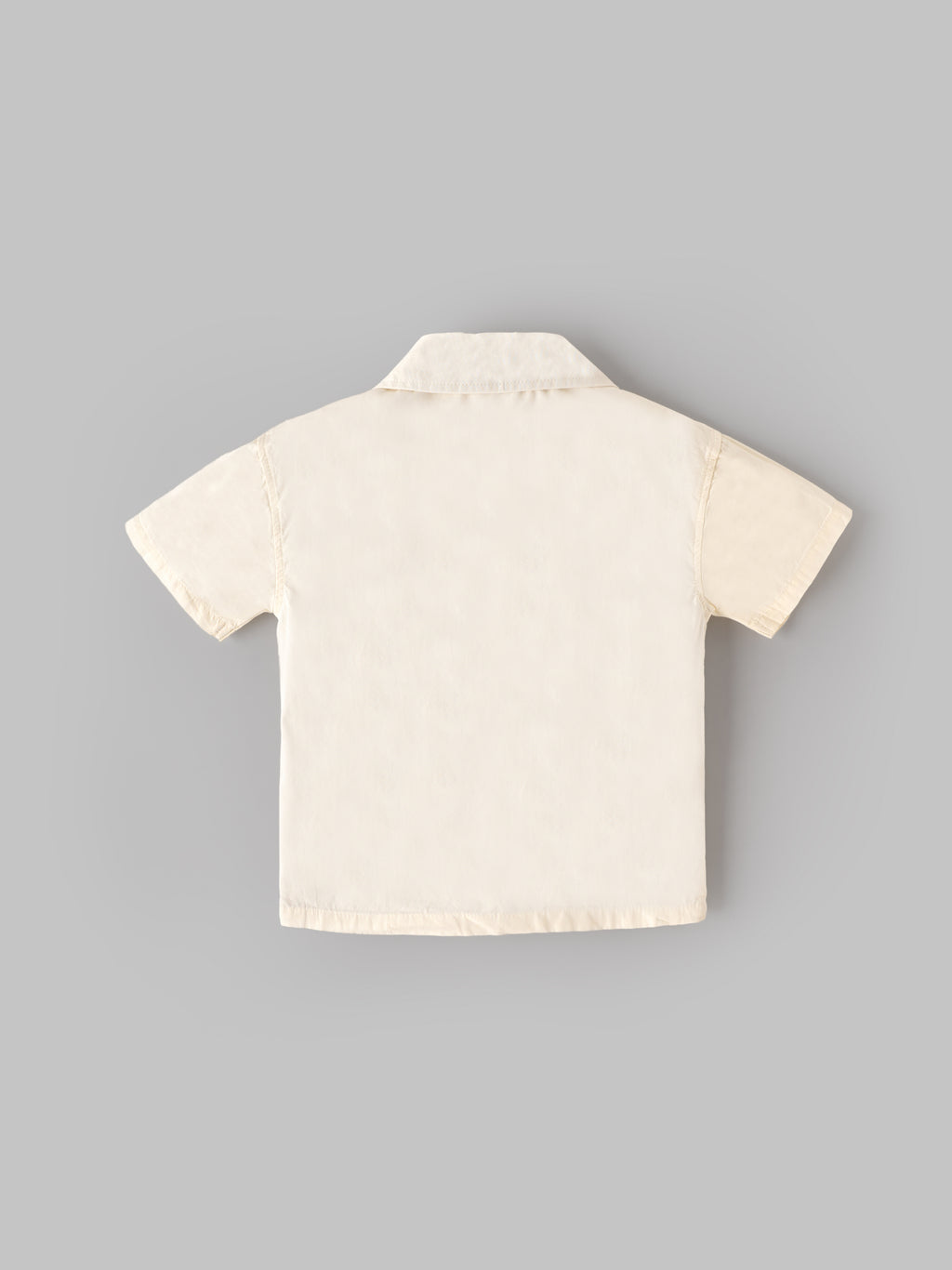 Popees Baby Boys Printed Cotton Shirt | Cream | Short Sleeve Collared Shirt | 3–24 Months