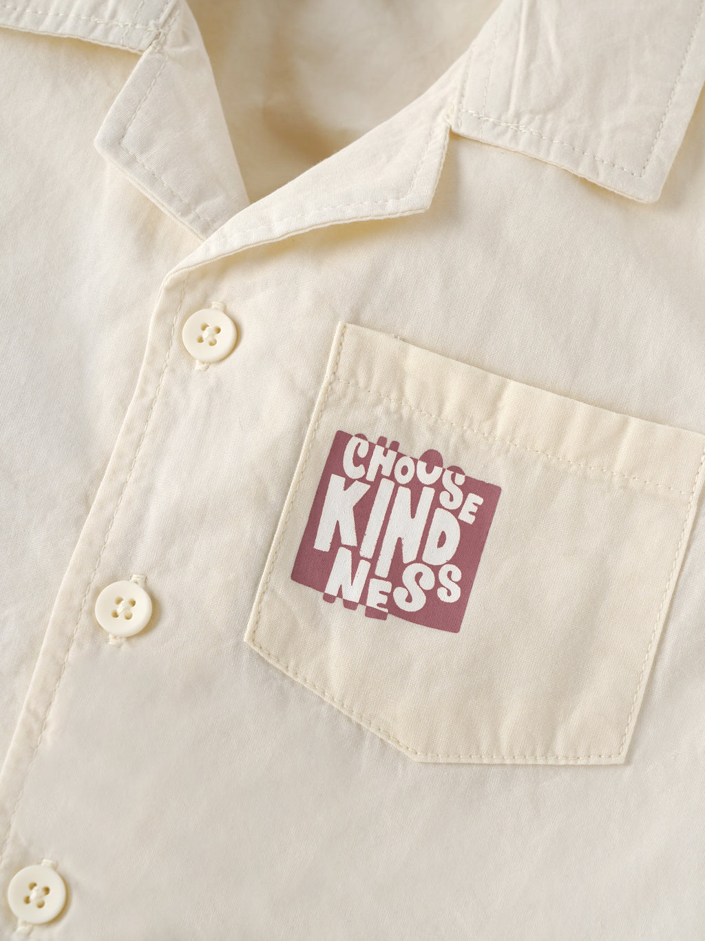 Popees Baby Boys Printed Cotton Shirt | Cream | Short Sleeve Collared Shirt | 3–24 Months