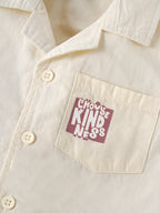 Popees Baby Boys Printed Cotton Shirt | Cream | Short Sleeve Collared Shirt | 3–24 Months