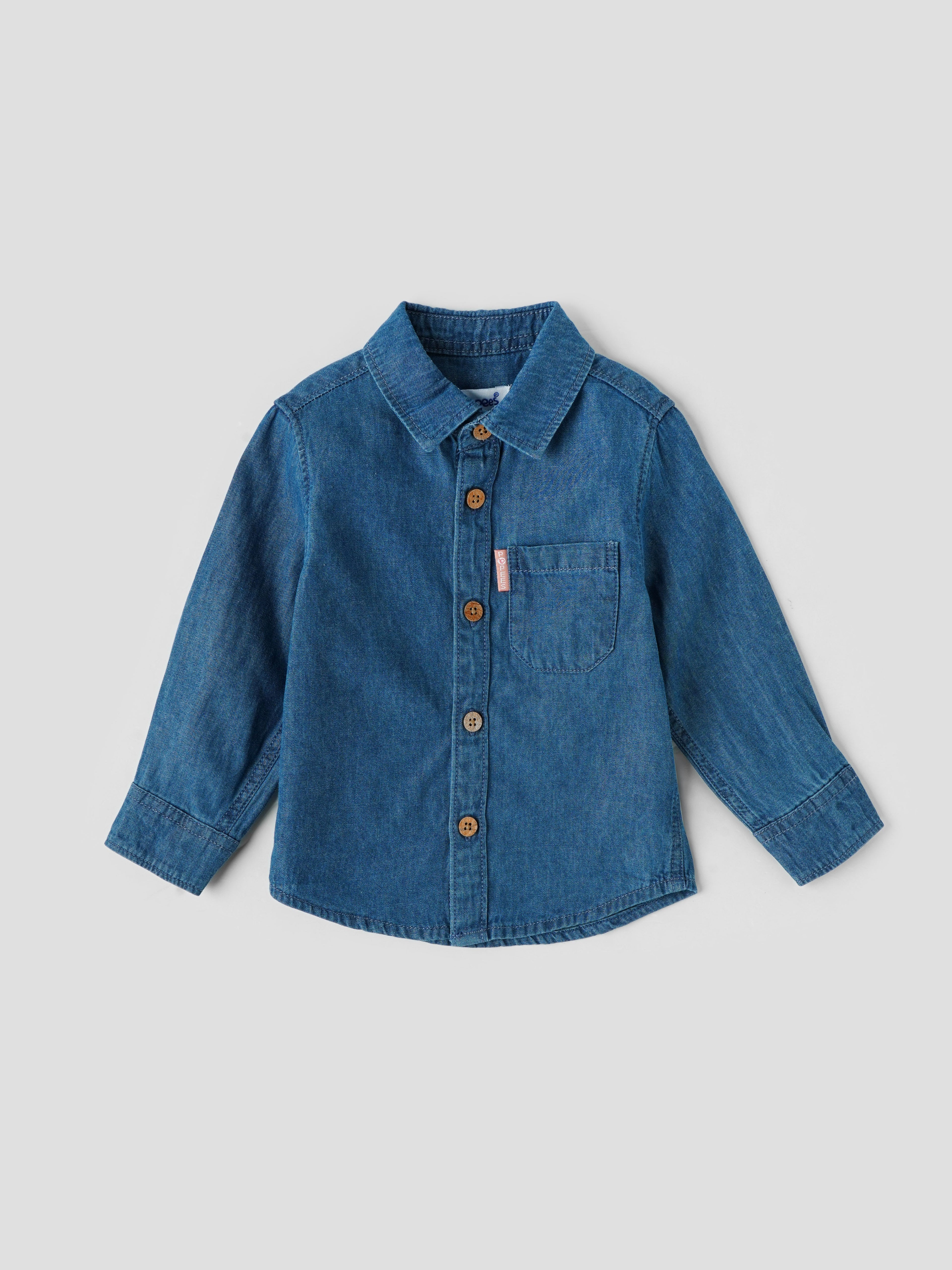 Popees Full-Sleeve Front Open Shirt (3–36 Months) for Boys