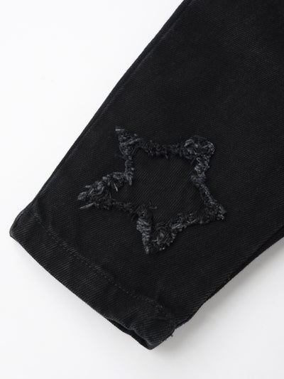 Popees Stylish Black Denim with Star Embroidery (3-36 Months) for Girls
