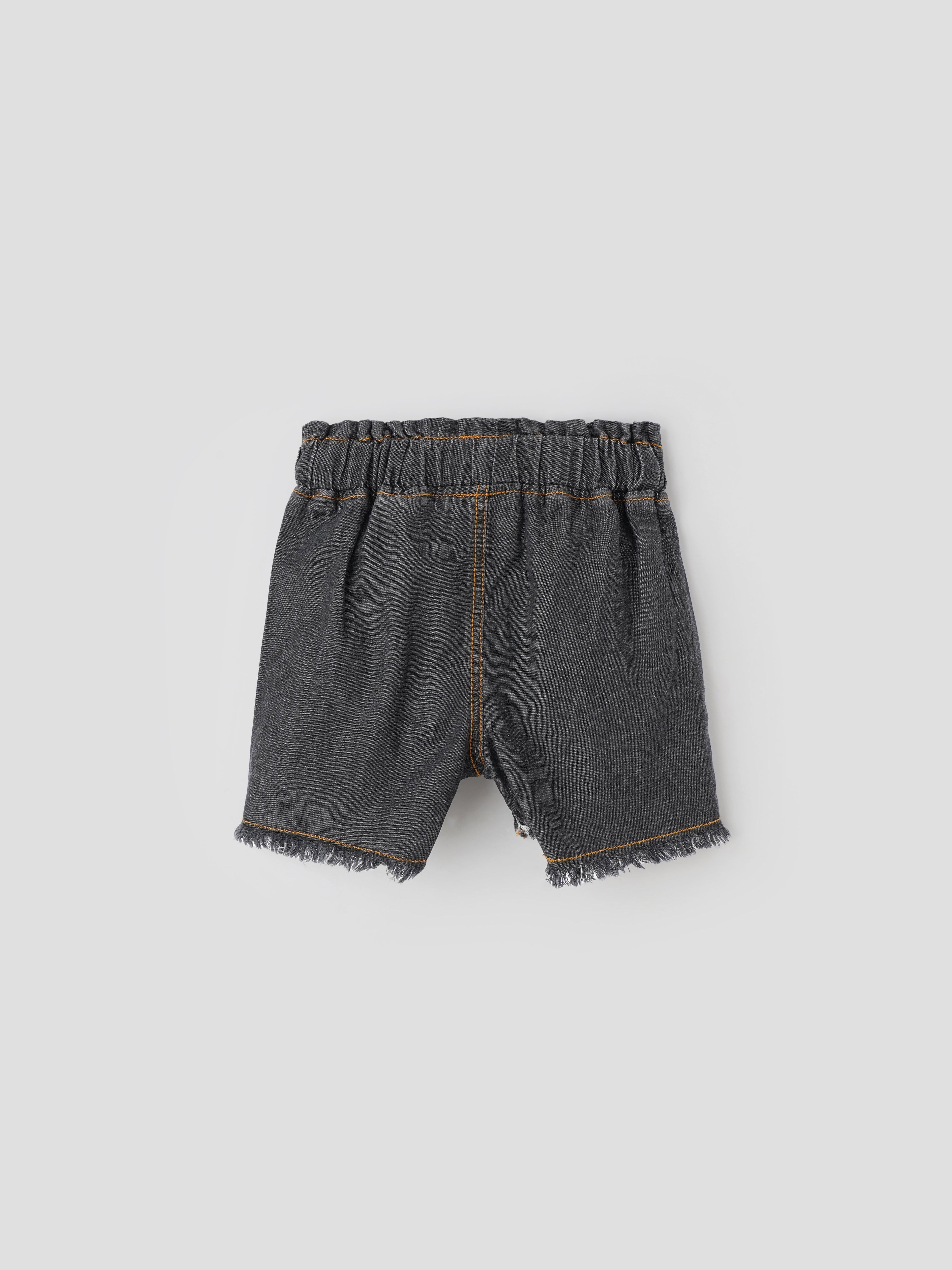 Popees Adorable Denim Shorts with Frilly Raw-Edge (3-36 Months) for Girls