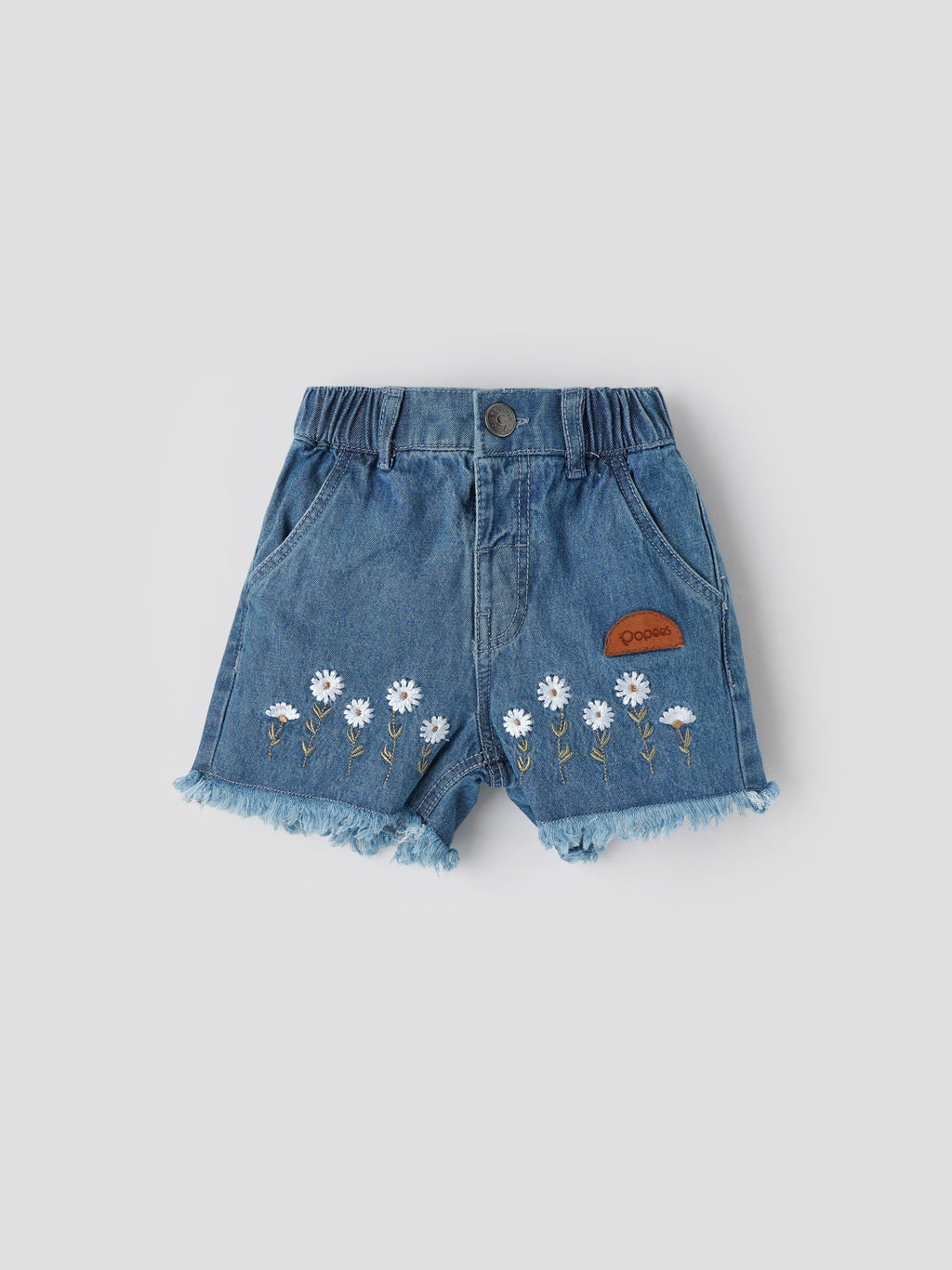 Popees Stylish Floral Embroidered Denim Shorts (3-36 Months) for Girls