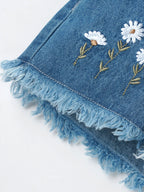 Popees Stylish Floral Embroidered Denim Shorts (3-36 Months) for Girls