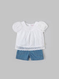 Popees Baby Girls Top & Shorts Set| Woven & Denim| 3-36 Months