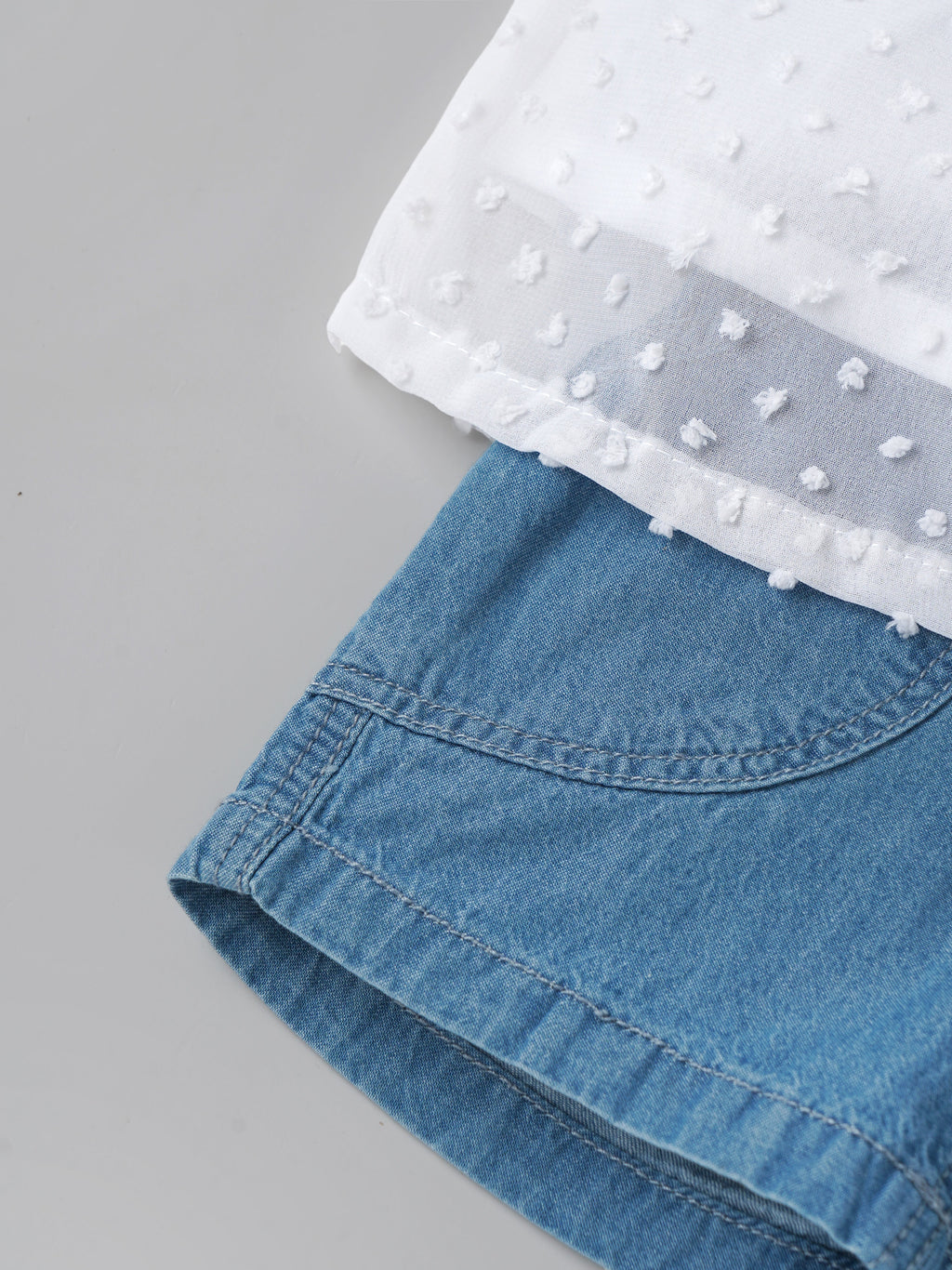 Popees Baby Girls Top & Shorts Set| Woven & Denim| 3-36 Months