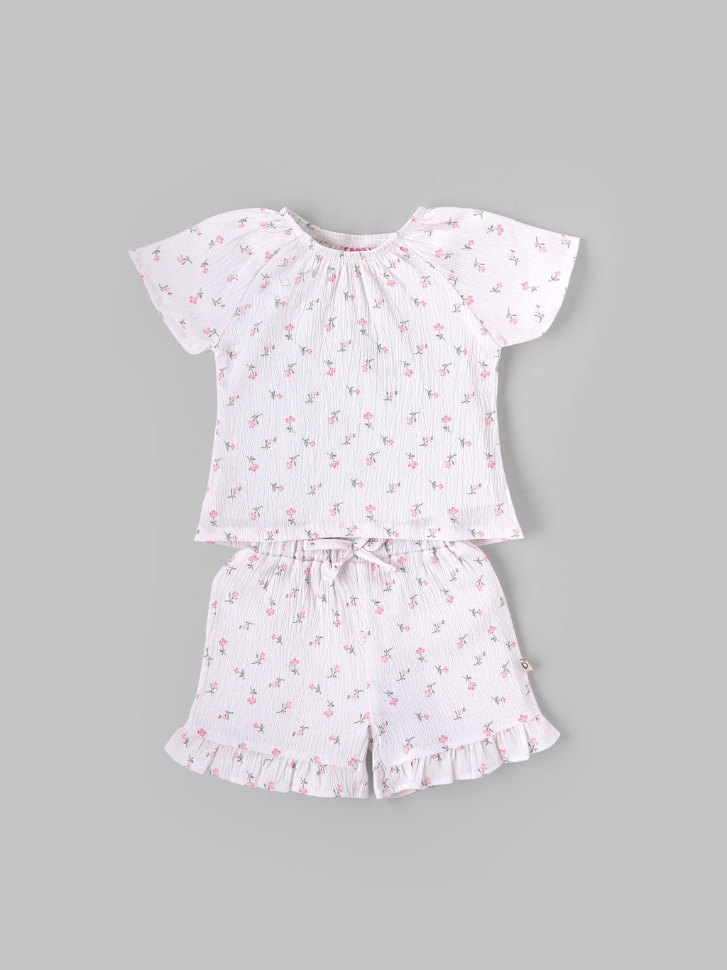 Popees Baby Girls Short Sleeve Cotton Co-Ord Set| White| 3-36 Months