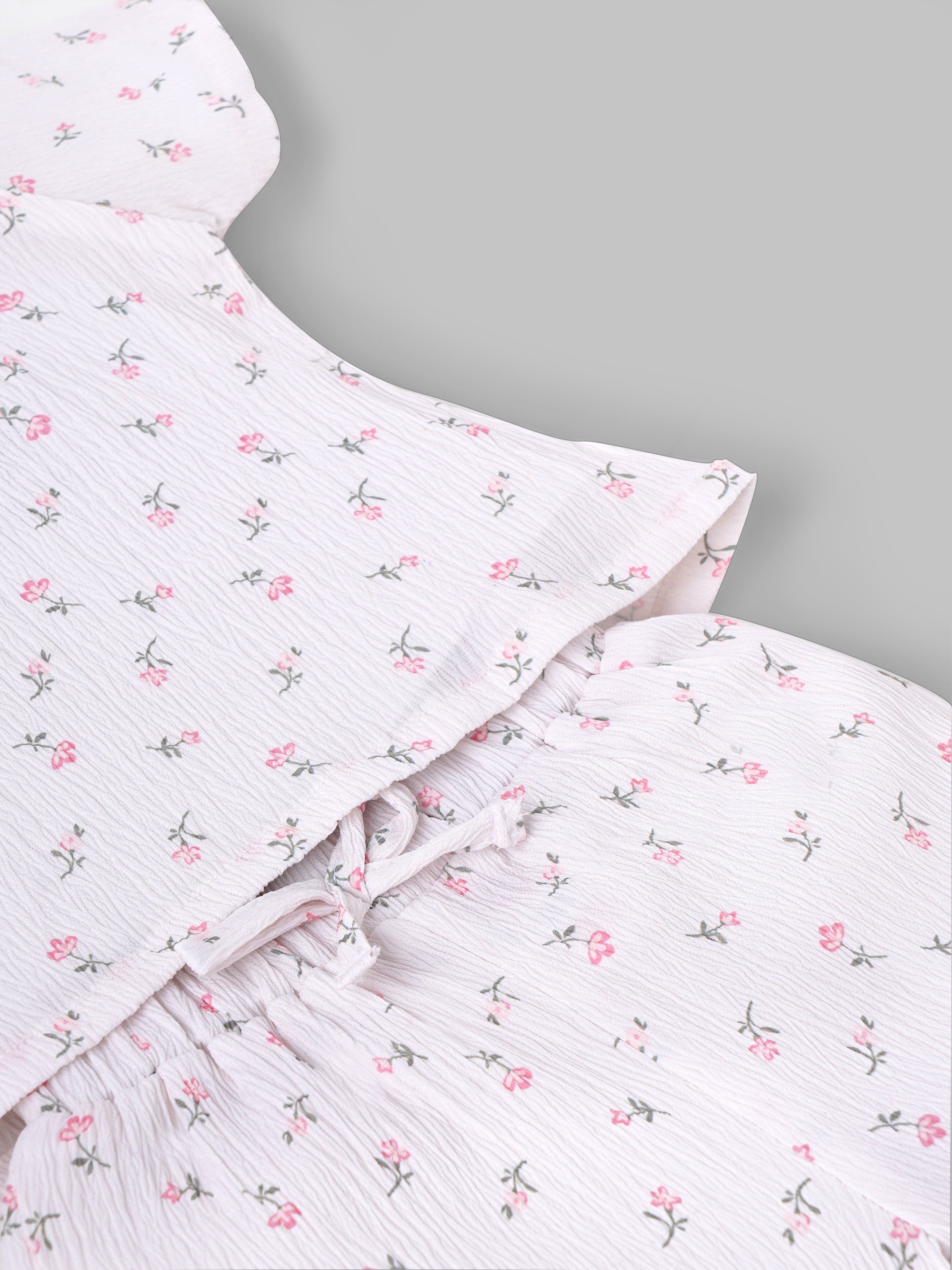 Popees Baby Girls Short Sleeve Cotton Co-Ord Set| White| 3-36 Months