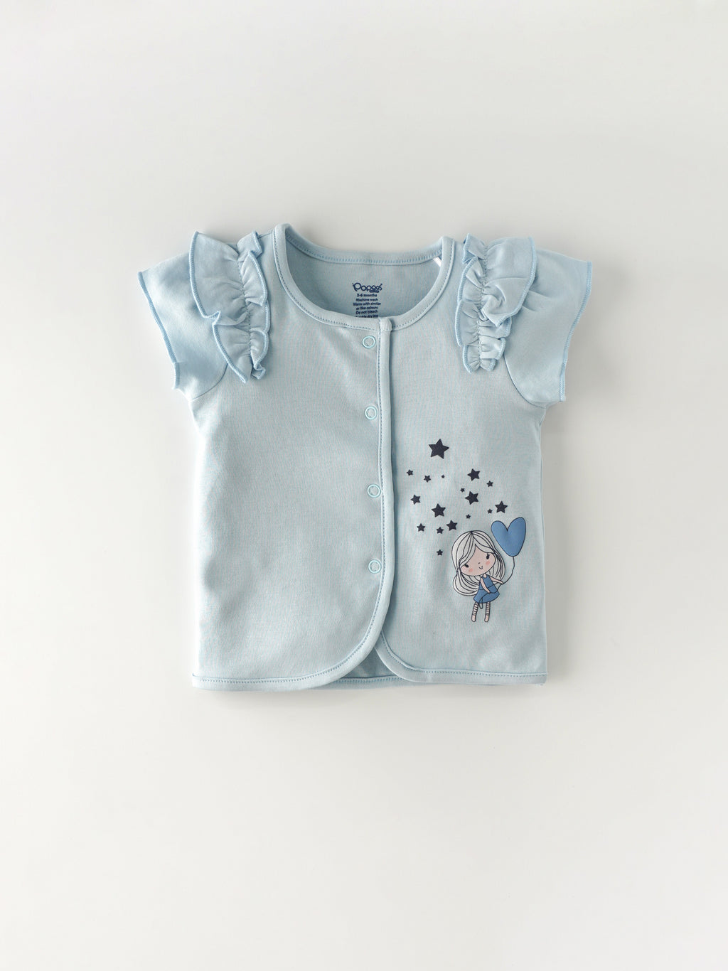 Popees Short Sleeve Printed Front Open Jhabla Top (3–36Months) for Baby Girls