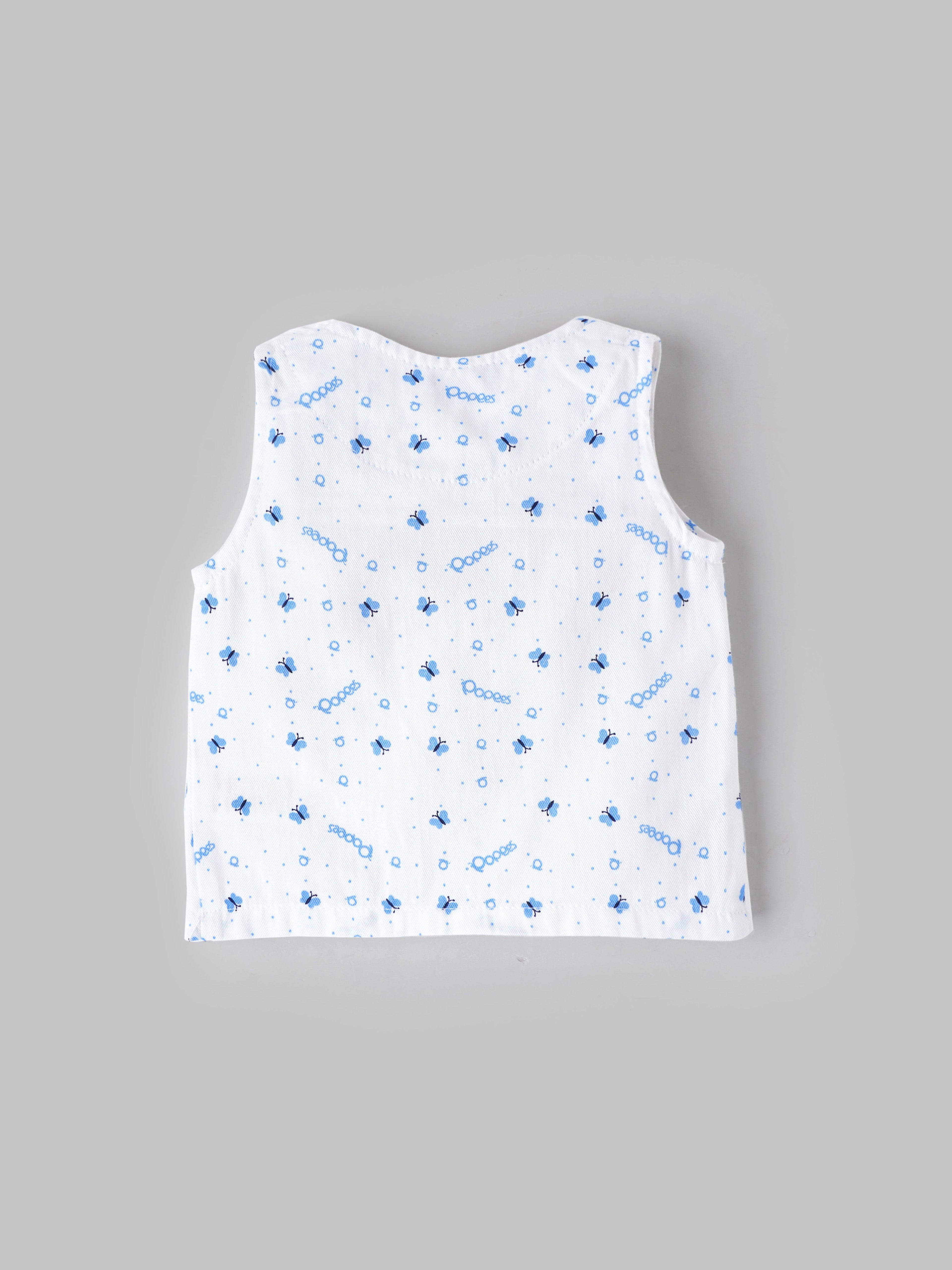 Popees Printed Front Open Sleeveless Jhabla (0–6 Months) for Babies