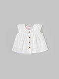 Popees Baby Girls Sleeveless Cotton Top| White| Newborn to 9 Months