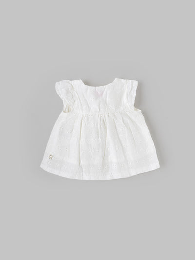 Popees Soft & Stylish Infant White Front-Open Top (0–9 Months) for Baby Girls