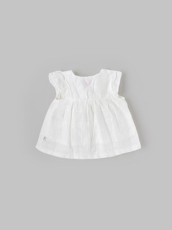 Popees Soft & Stylish Infant White Front-Open Top (0–9 Months) for Baby Girls
