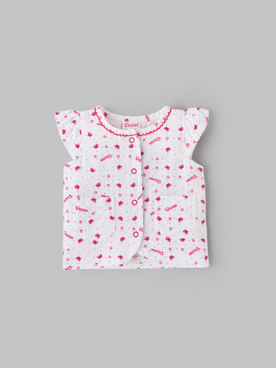 Popees Printed Front Open Jhabla (0–6 Months) for Baby Girls