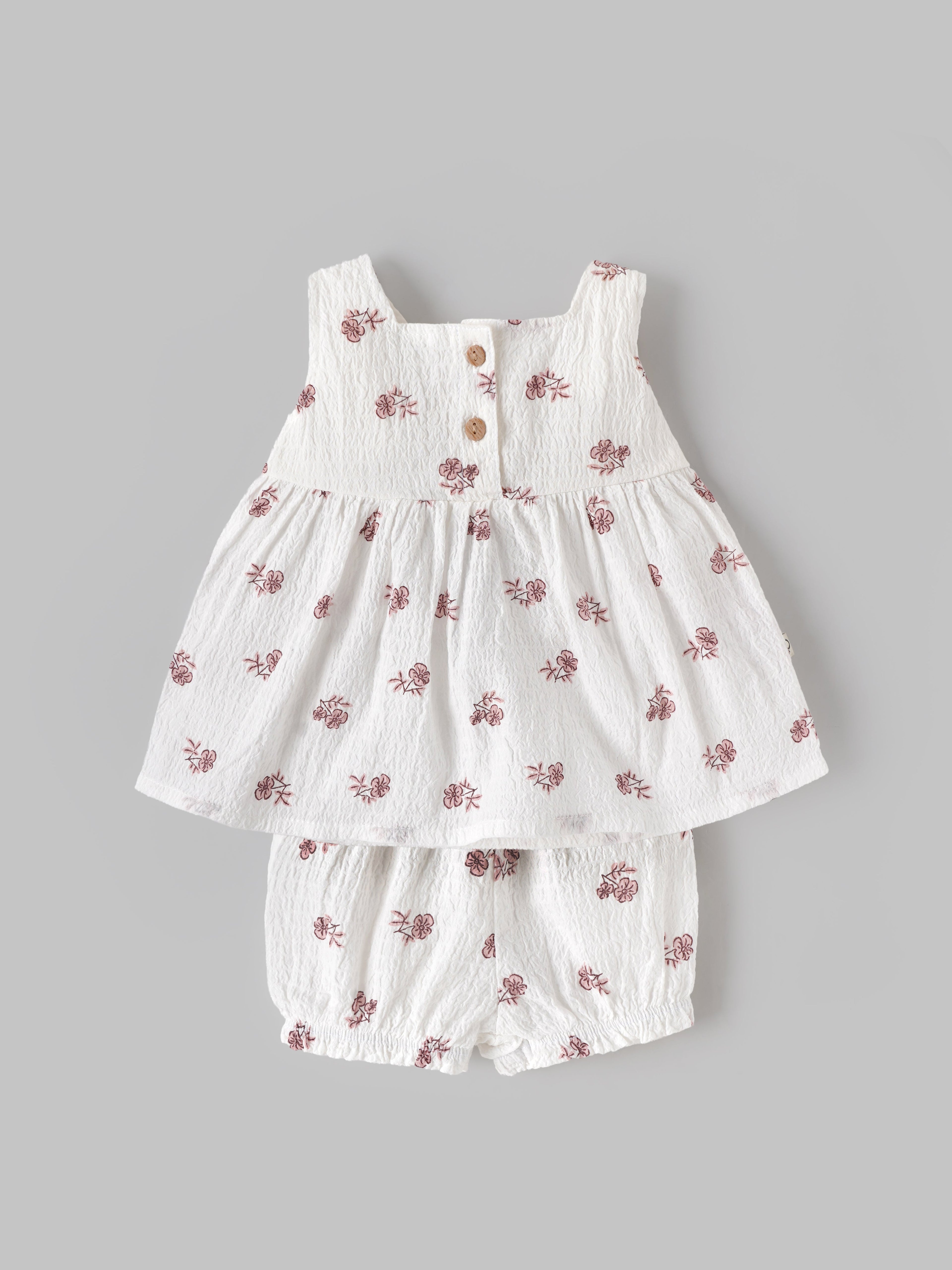 Popees Baby Girls Floral Top & Bloomer Set | Newborn–9 Months
