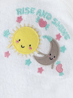 Popees Soft Cotton Adorable Sun & Moon Embroidery Towel For Newborn Babies