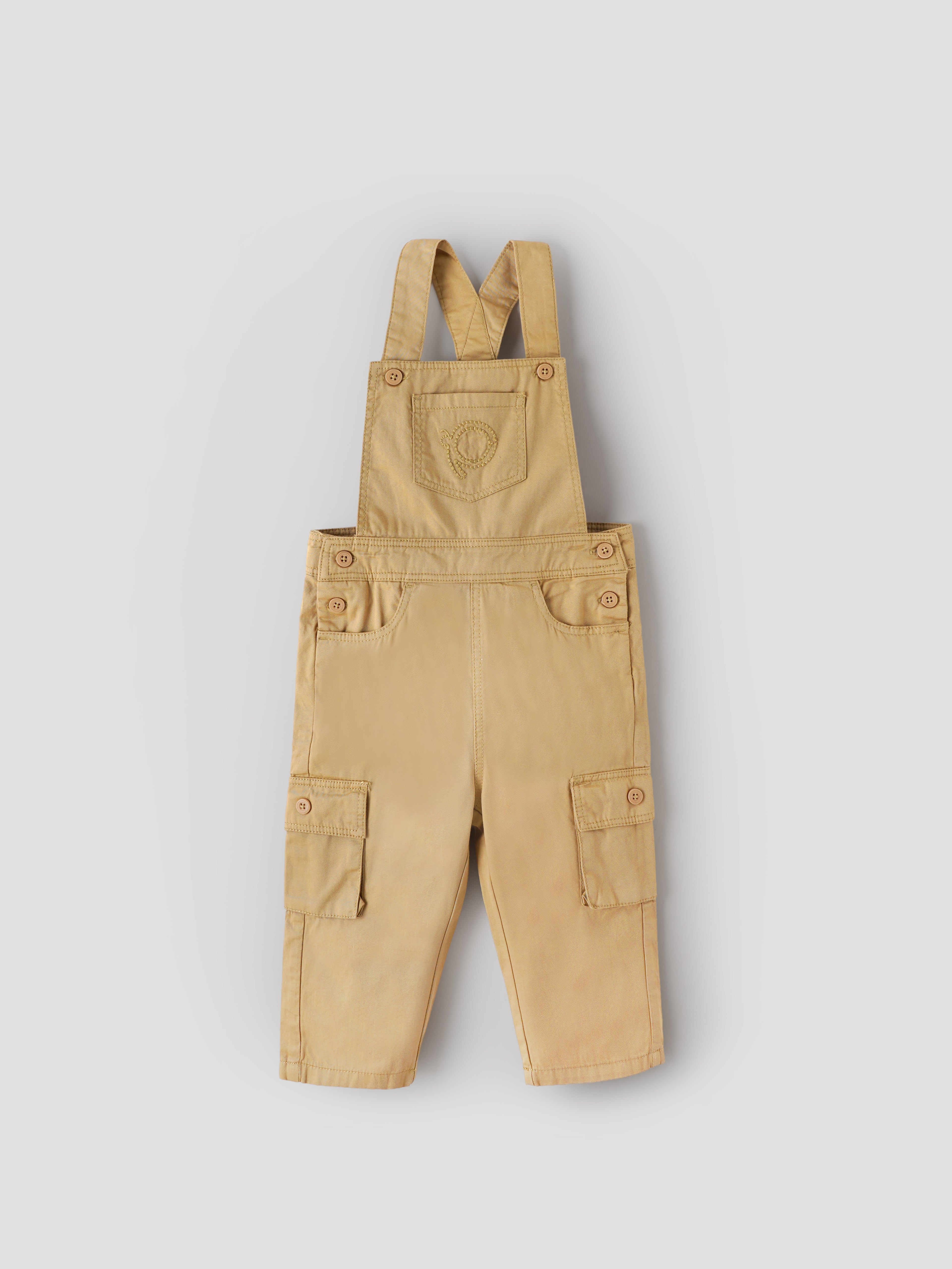 Popees Baby Boys Denim Dungaree Top | Beige | 1-6 Years