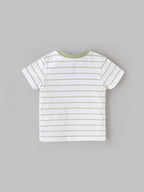 Popees Boys Striped Cotton T-Shirt | White | 1-8 Years