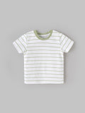 Popees Boys Striped Cotton T-Shirt | White | 1-8 Years