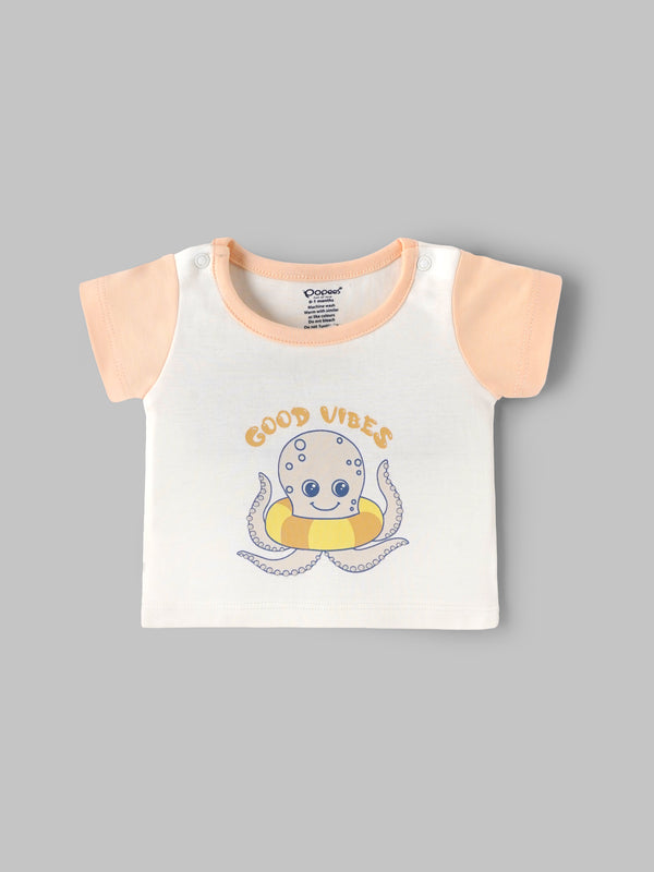 Popees Combo Print Half Sleeve T-Shirt (0-9 Months)for Newborn Babies