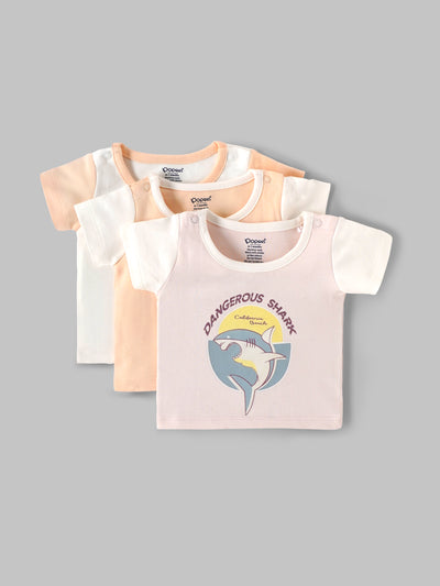 Popees Combo Print Half Sleeve T-Shirt (0-9 Months)for Newborn Babies