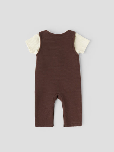 Popees Layered Look Ribbed Dungaree Set (3-24 Months) for Baby Boys