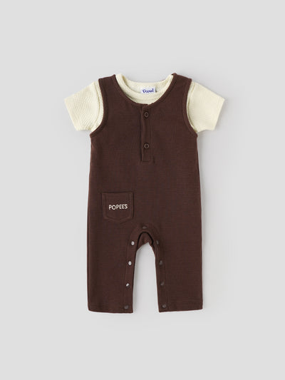 Popees Layered Look Ribbed Dungaree Set (3-24 Months) for Baby Boys