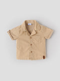 Popees Baby Boy Cotton Shirt | Beige Half Sleeve Casual Shirt for 3-24 Months