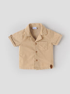 Popees Baby Boy Cotton Shirt | Beige Half Sleeve Casual Shirt for 3-24 Months