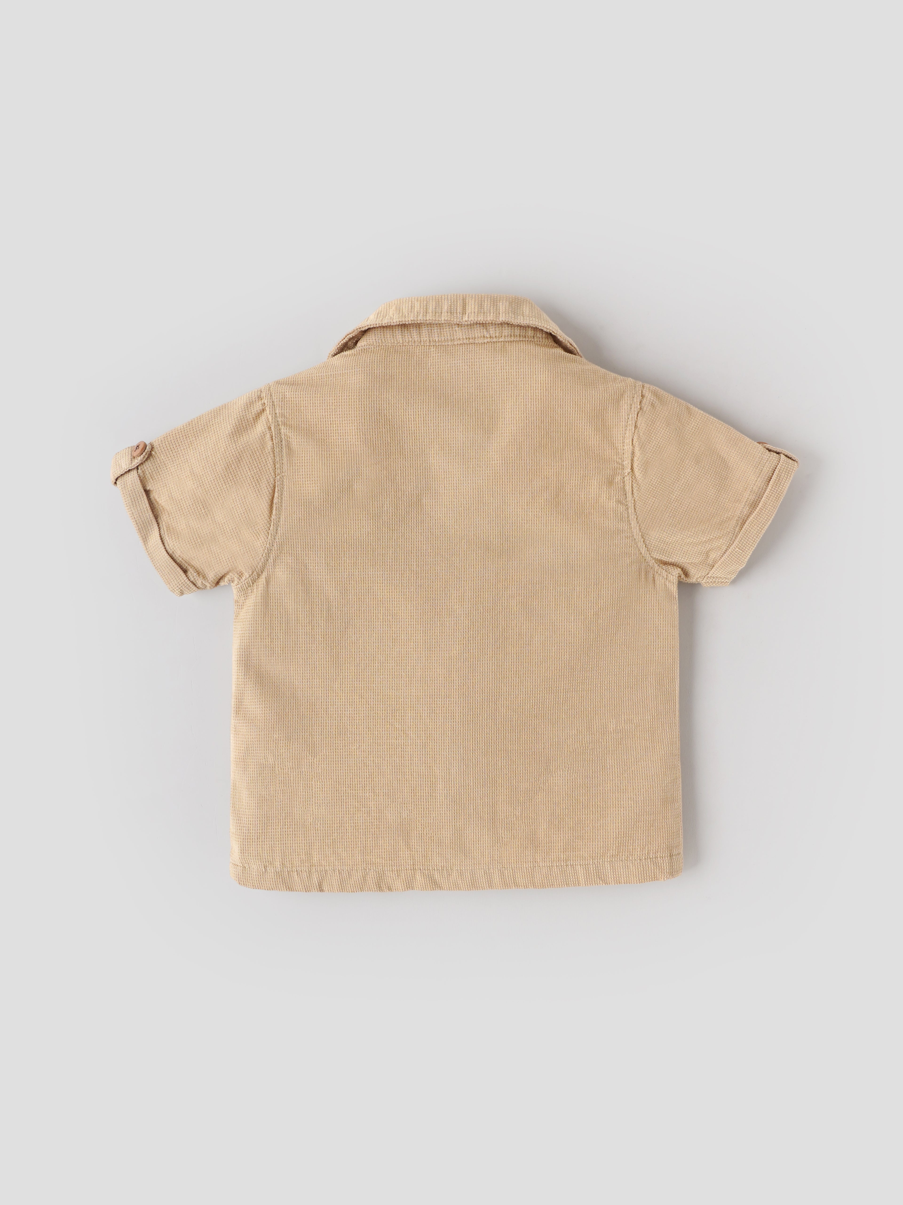 Popees Baby Boy Cotton Shirt | Beige Half Sleeve Casual Shirt for 3-24 Months