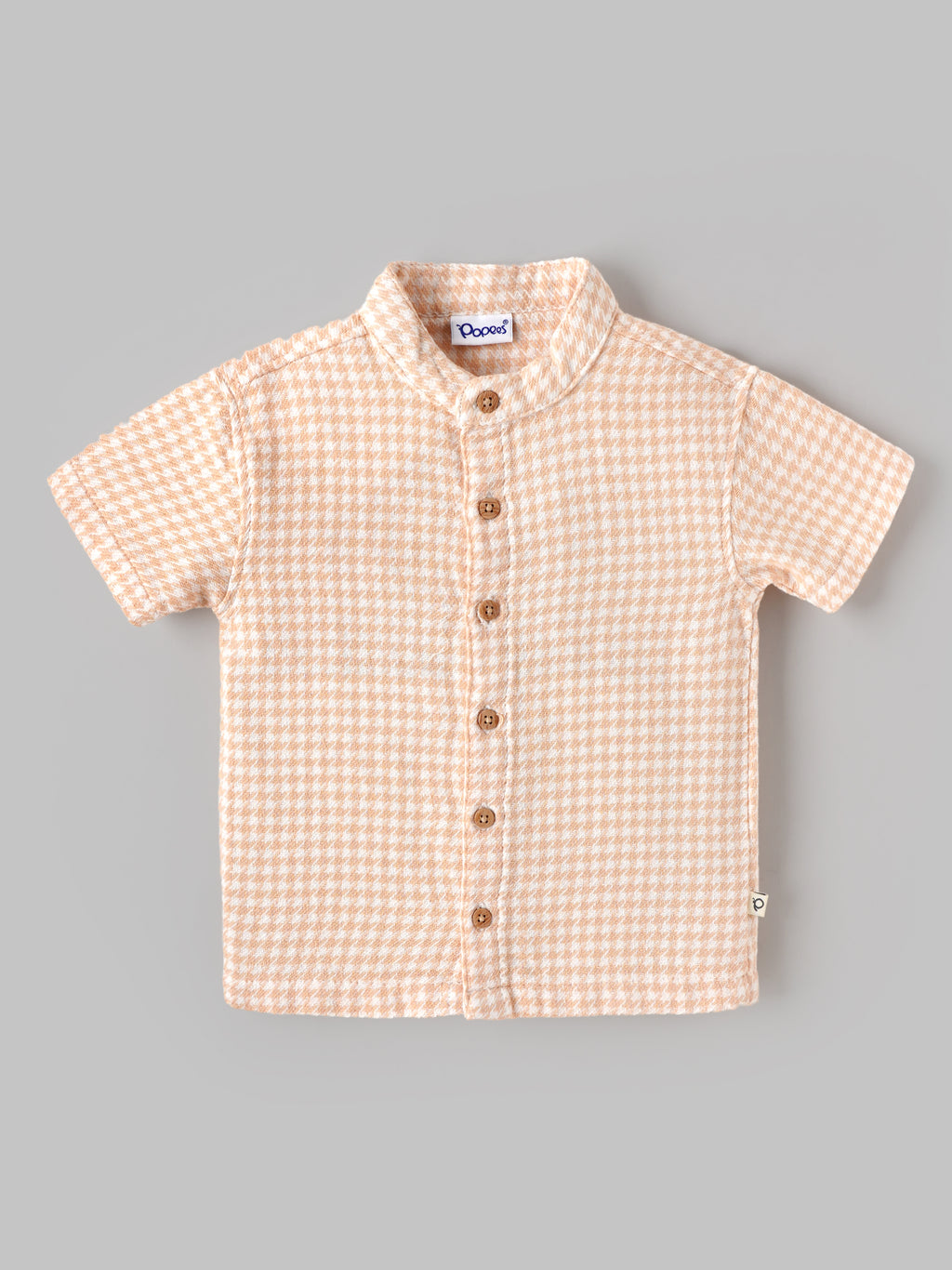 Popees Baby Boys Checked Cotton Shirt | Peach Half Sleeve Collared Casual Shirt | 3-24 Month