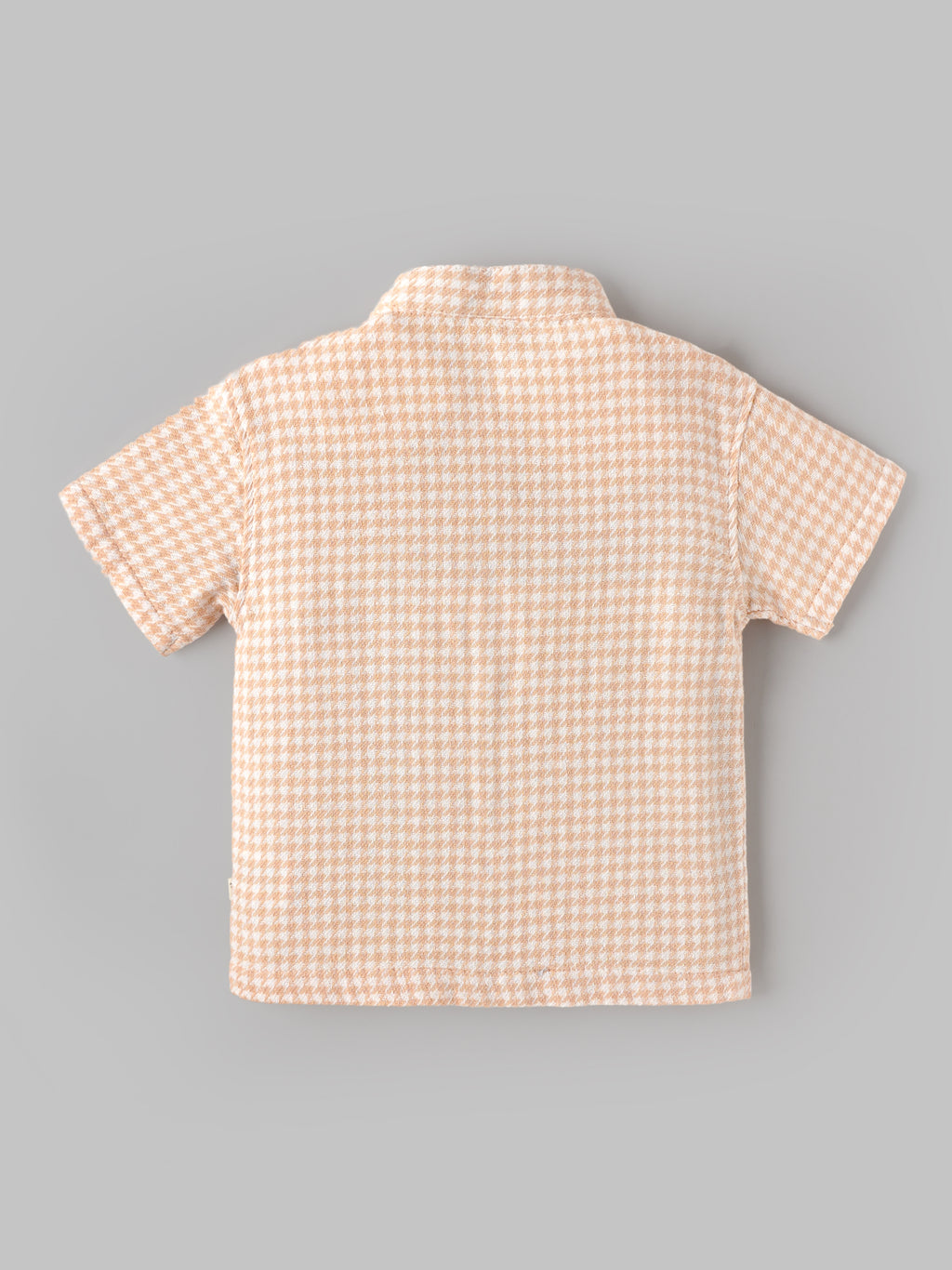 Popees Baby Boys Checked Cotton Shirt | Peach Half Sleeve Collared Casual Shirt | 3-24 Month