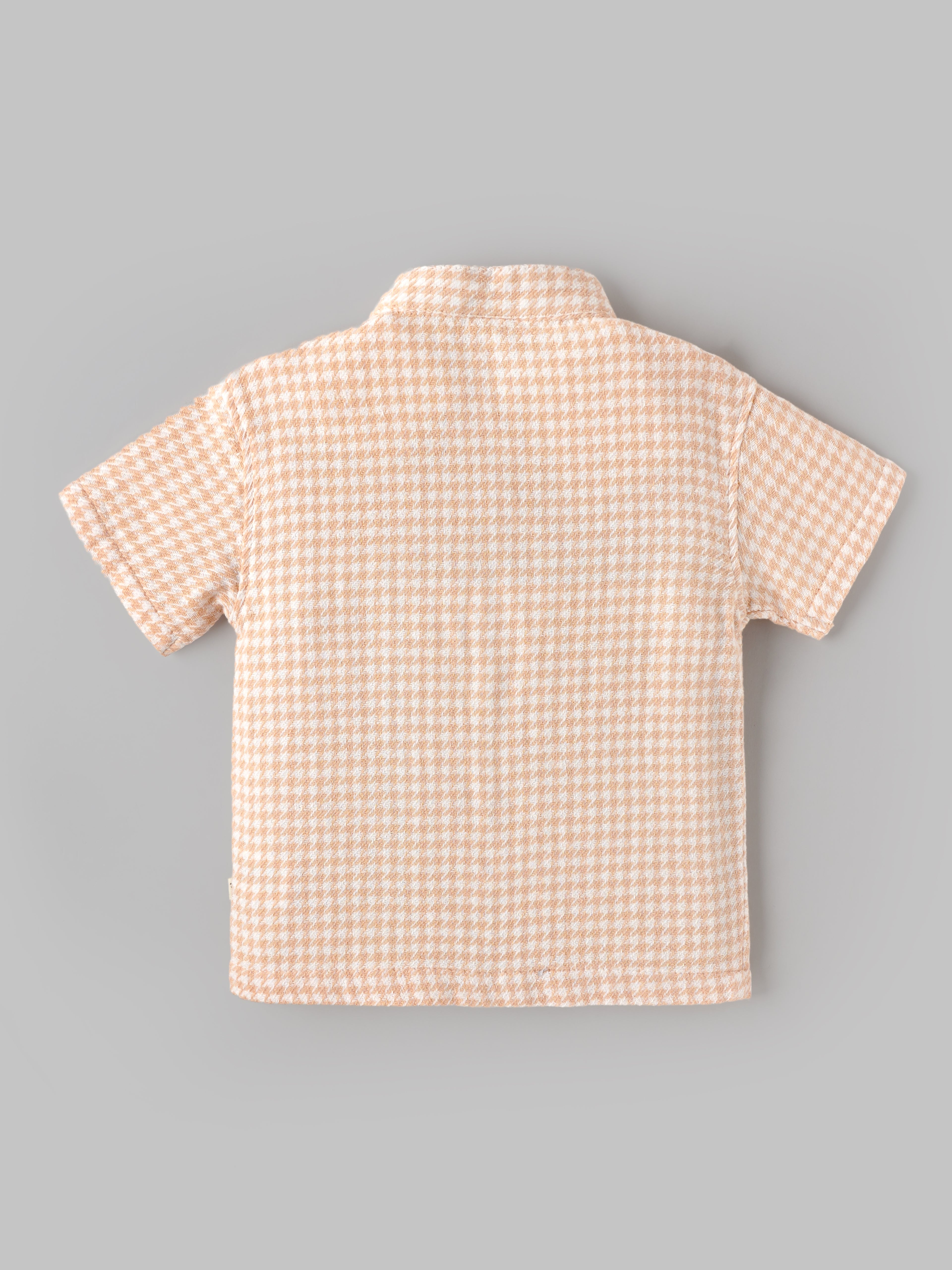 Popees Baby Boys Checked Cotton Shirt | Peach Half Sleeve Collared Casual Shirt | 3-24 Month