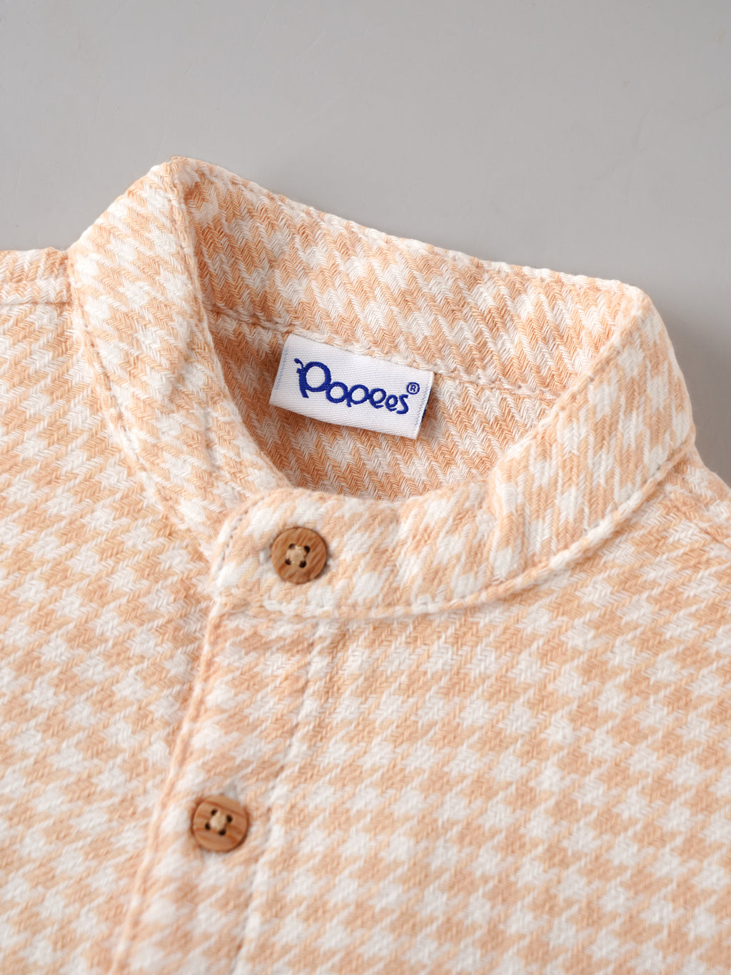Popees Baby Boys Checked Cotton Shirt | Peach Half Sleeve Collared Casual Shirt | 3-24 Month