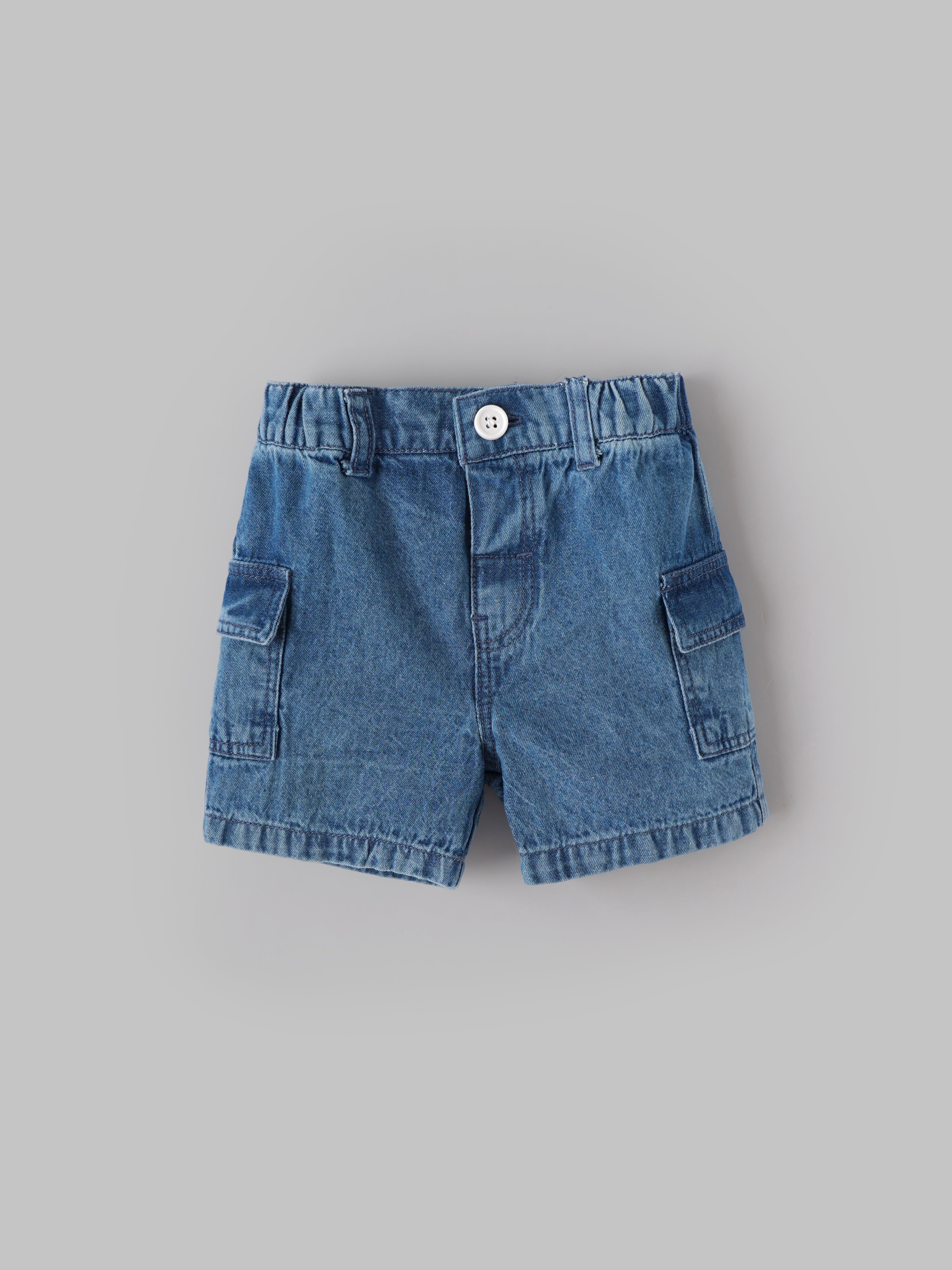Popees Baby Boys Soft Denim Shorts| Blue | 3 Months To 24 Month