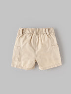Popees Baby Boy Cotton Shorts | Beige Elastic Waist Casual Shorts with Side Pockets for 3-24 Months
