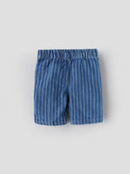 Popees Baby Boys Striped Denim Shorts | Soft Cotton Elastic Waist | 3M to 36M